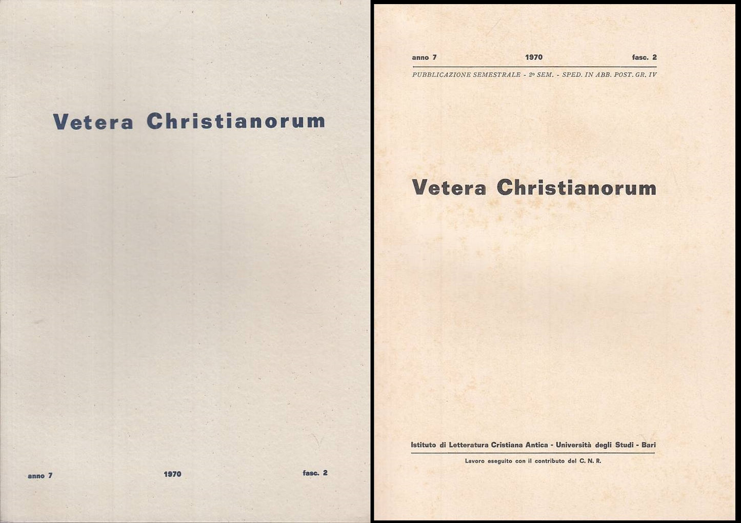 LS- VETERA CHRISTIANORUM FASC.2 ANNO 7 -- DEDALO BARI --- 1970 - B - ZTS276