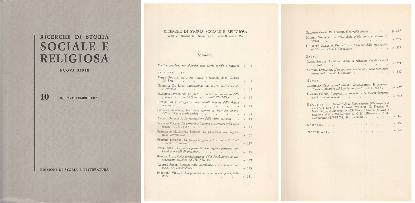 LS- RICERCHE DI STORIA SOCIALE E RELIGIOSA N.10 -- ROMA --- 1976 - B - ZTS261