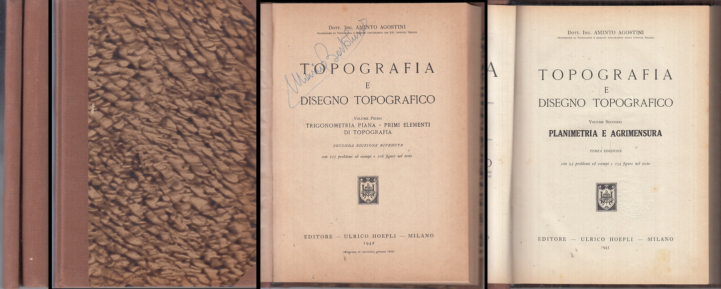 lz- TOPOGRAFIA E DISEGNO TOPOGRAFICO 1/2 - AGOSTINI - HOEPLI --- 1942- C- ZTT210