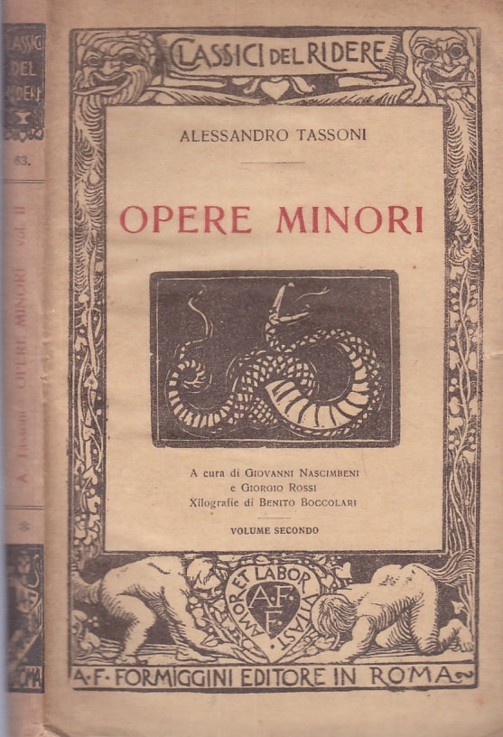 LN- OPERE MINORI VOLUME 2 - TASSONI - FORMIGGINI- CLASSICI RIDERE-- 1926- B- XTS