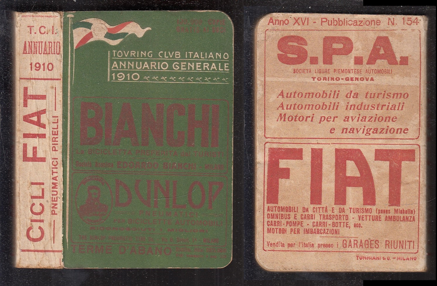 LZ- TOURING CLUB ITALIANO ANNUARIO GENERALE 1910 - FIAT PNEUMATICI PIRELLI - XFS