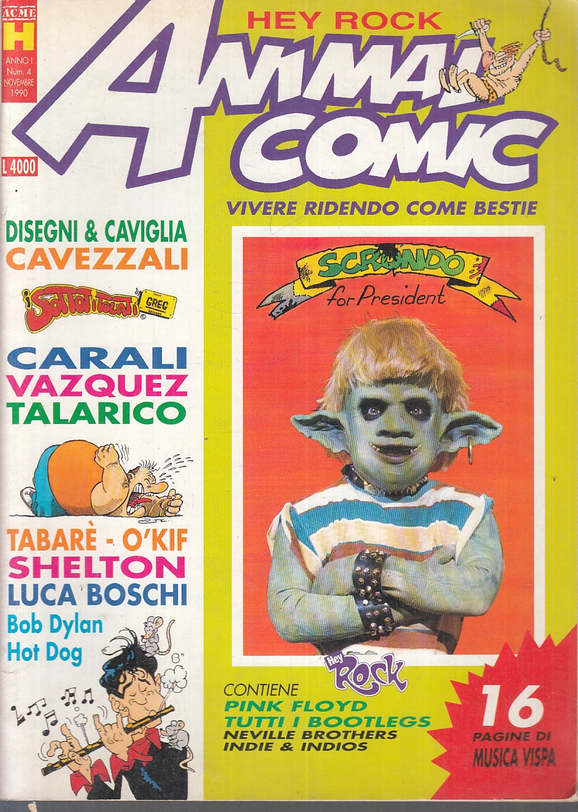 FP- ANIMAL COMIC ANNO I N.4 - CAVEZZALI VAZQUEZ TALARICO- ACME- 1990- S- VHX
