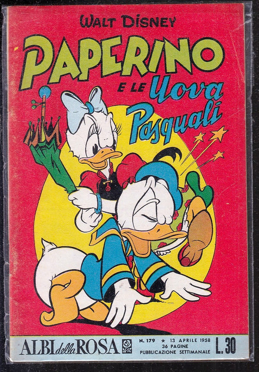 FD- ALBI DELLA ROSA N.179 PAPERINO UOVA PASQUALI-- DISNEY MONDADORI- 1958- S-ZGS