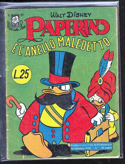 FD- ALBI DELLA ROSA N.97 PAPERINO E L'ANELLO -- DISNEY MONDADORI- 1956- S-ZGS