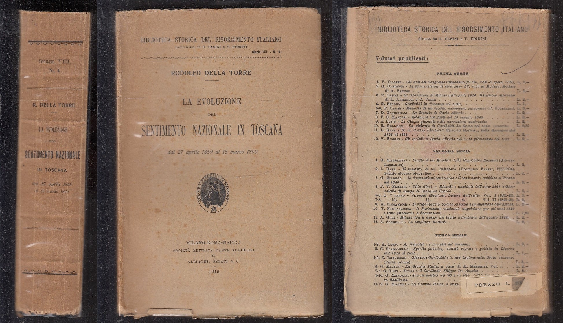 LS- EVOLUZIONE DEL SENSO NAZIONALE TOSCANA- RODOLFO DELLA TORRE---- 1916- B- MLT