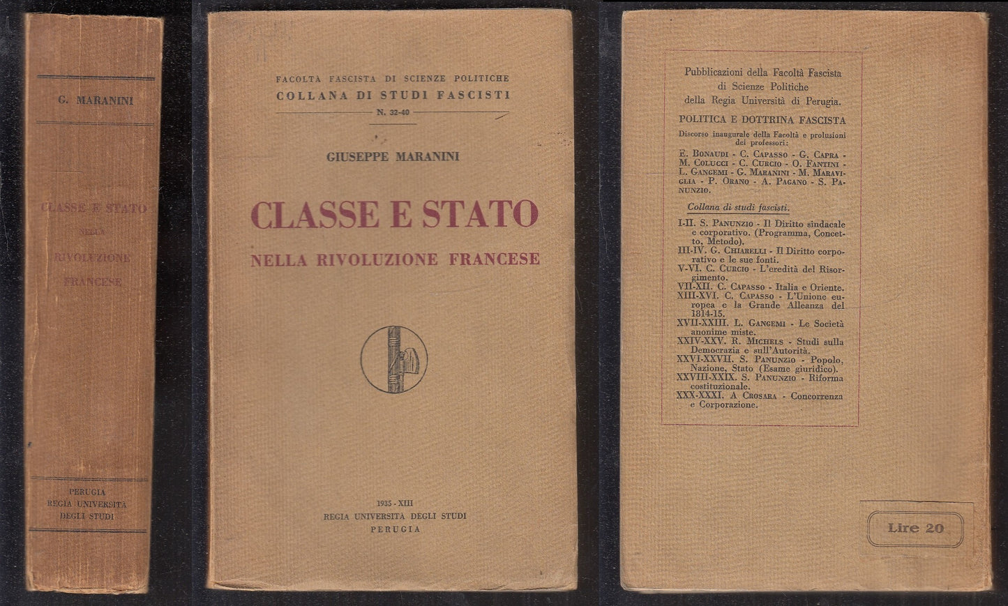 LS- CLASSE E STATO RIVOLUZIONE FRANCESE- MARANINI- STUDI FASCISTI--- 1935- B-MLT