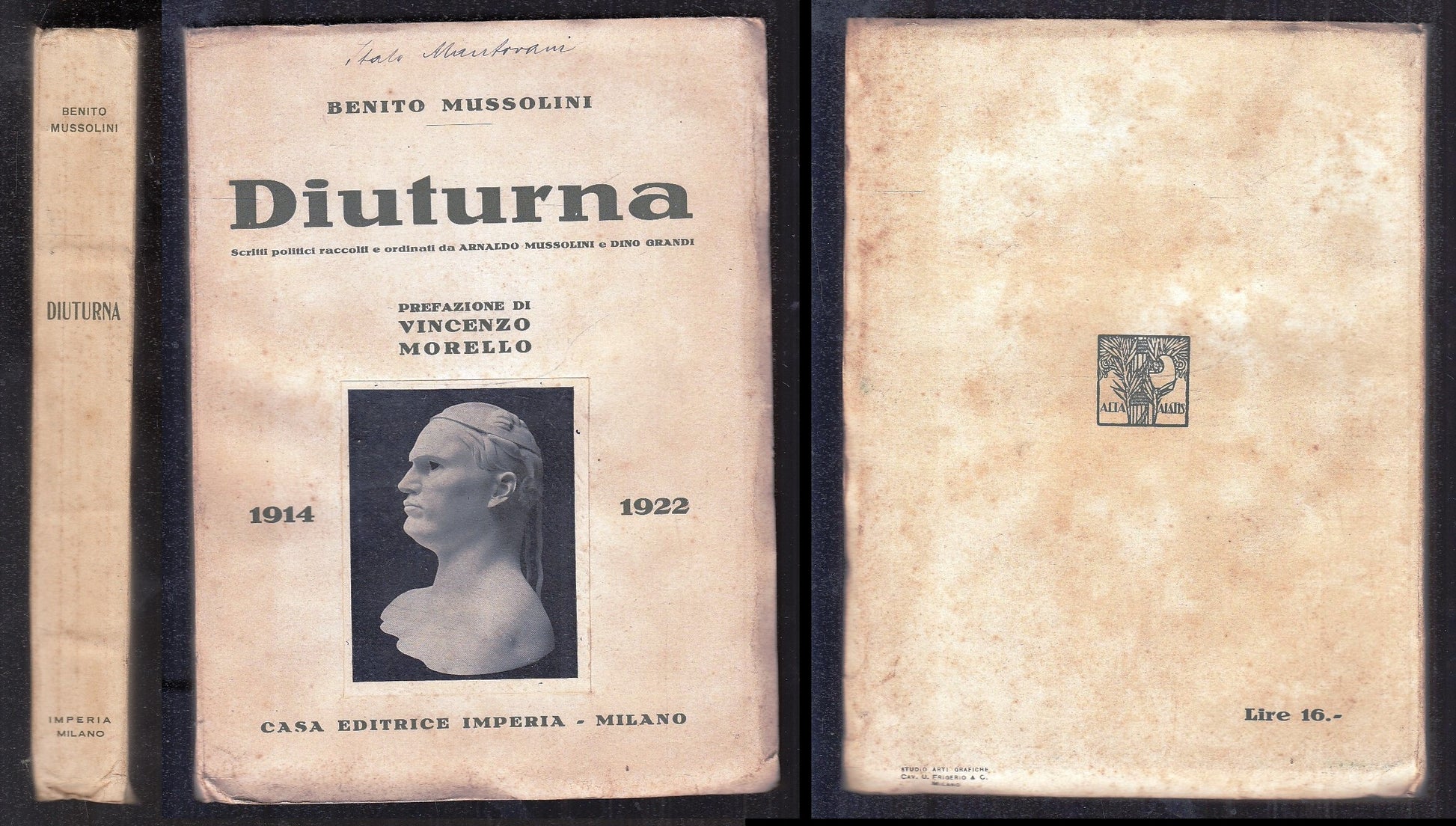 LS- DIUTURNA SCRITTI POLITICI 1914/1922- BENITO MUSSOLINI- IMPERIA- 1924- B- MLT