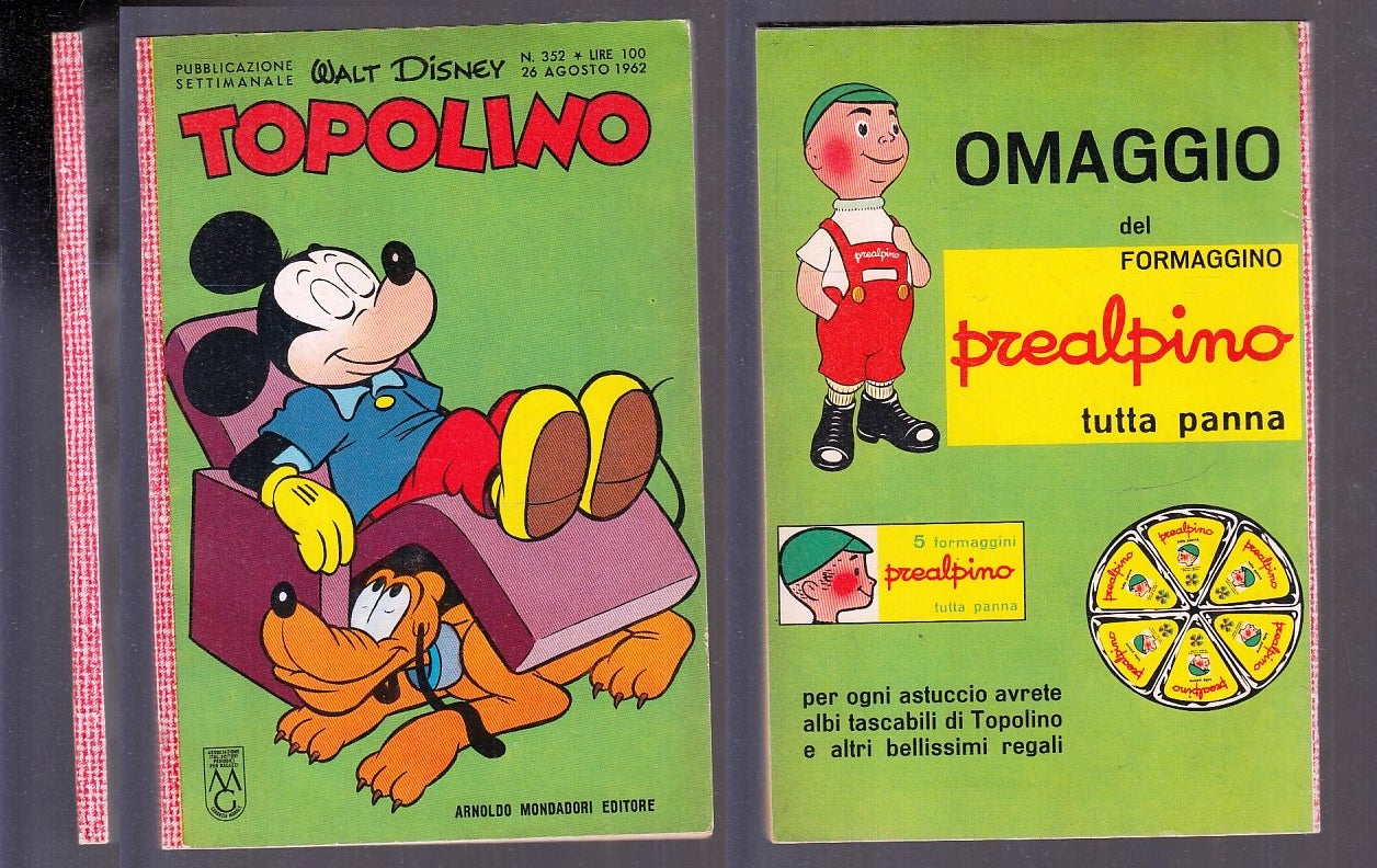 FD- TOPOLINO N.352 CON FIGURINE E BOLLINO -- DISNEY MONDADORI - 1962 - B - GBX