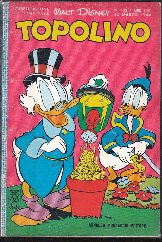 FD- TOPOLINO N.433 SENZA BOLLINO -- DISNEY MONDADORI - 1964 - B - GBX