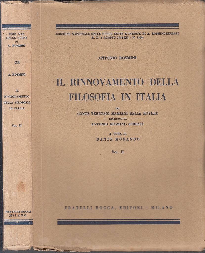 LS- IL RINNOVAMENTO DELLA FILOSOFIA IN ITALIA 1/2- ROSMINI- BOCCA- 1941- B-ZFS10