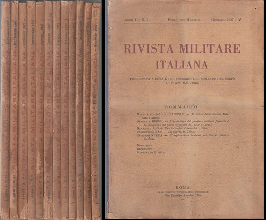 LZ- RIVISTA MILITARE ITALIANA ANNO I 1/12 ANNATA COMPLETA 1927 - B - ZFS194