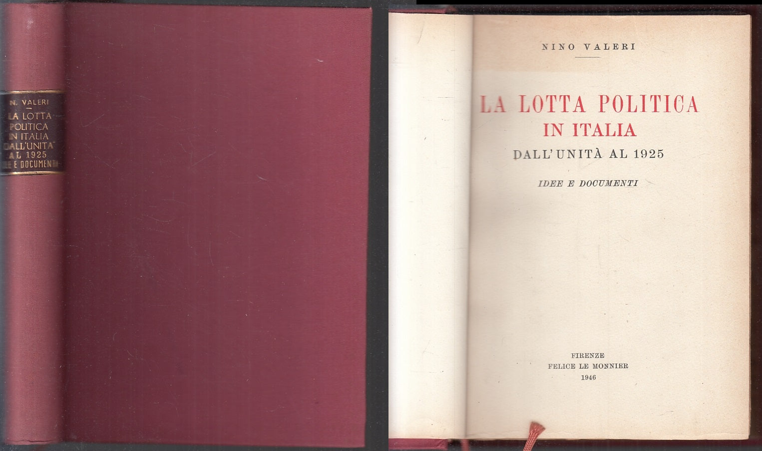 LS- LA LOTTA POLITICA IN ITALIA - NINO VALERI - LE MONNIER --- 1946 - C - ZFS205