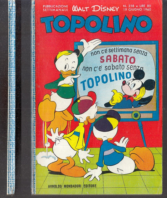 FD- TOPOLINO N.238 CON BOLLINO E FIGURINE -- DISNEY MONDADORI - 1960 - B - GBX