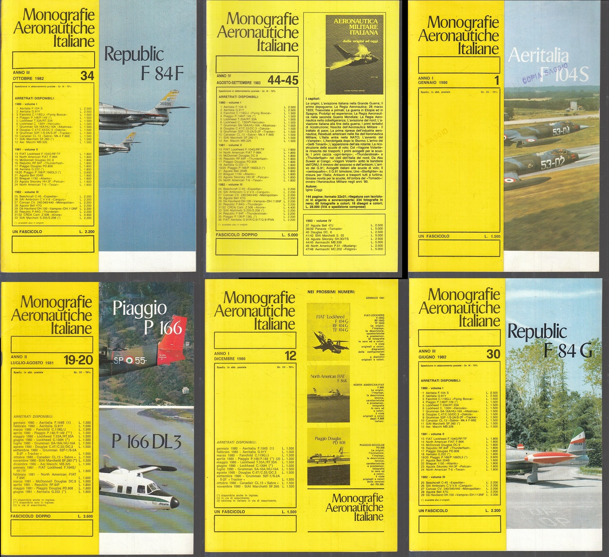 LR- RIVISTA MONOGRAFIE AERONAUTICHE ITALIANE 1/72 LOTTO 63 NUMERI STUPENDI - YFS