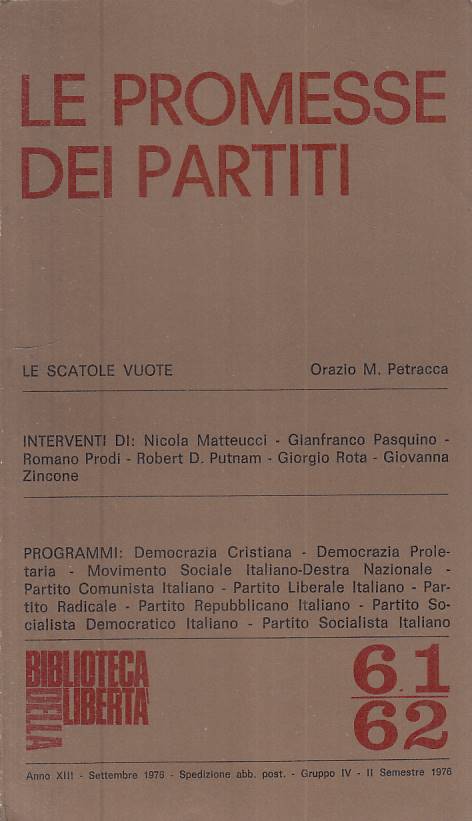 LS- LE PROMESSE DEI PARTITI - PETRACCA - BIBLIOTECA VERITA'--- 1976 - B - ZTS308