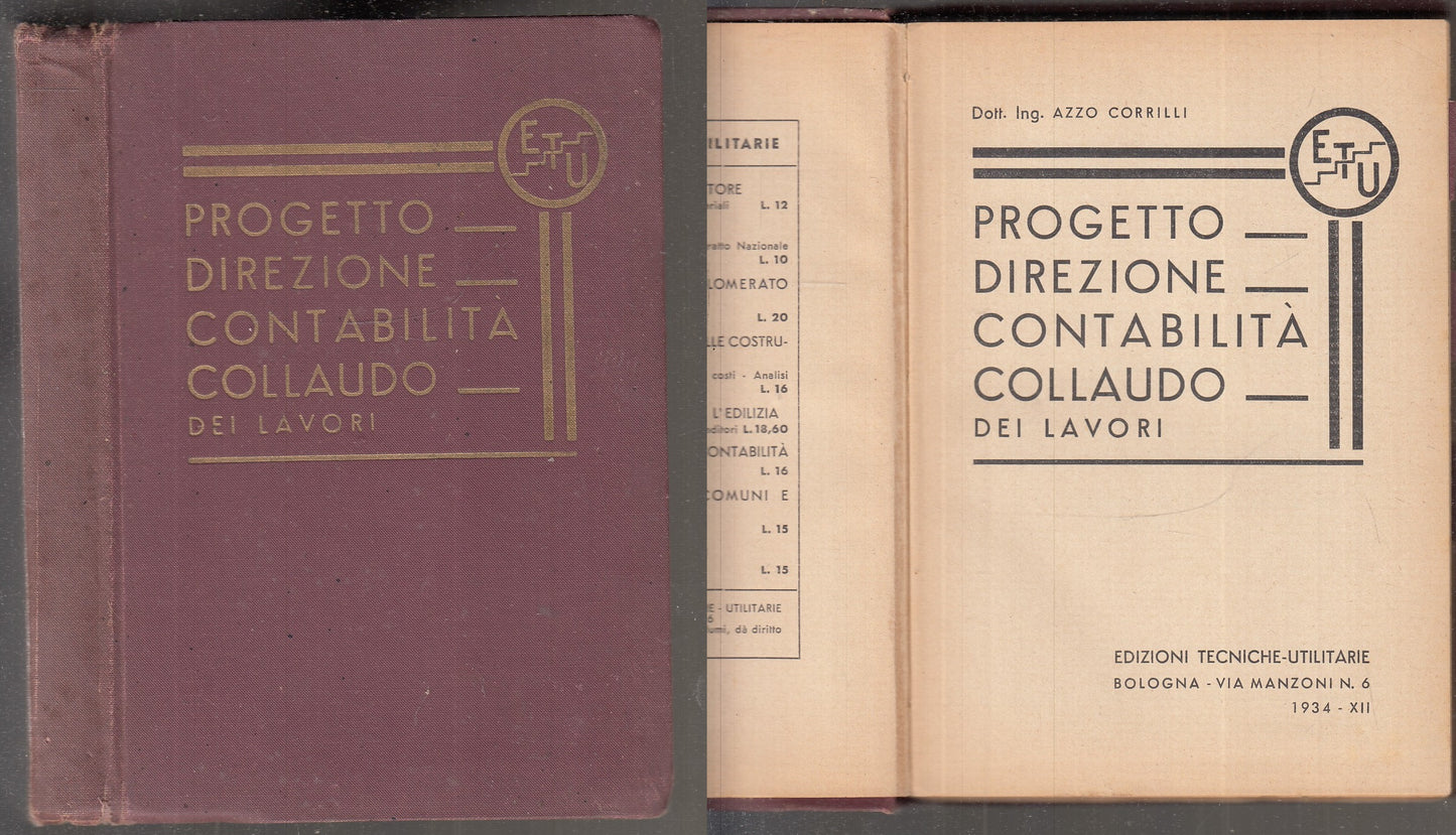 LZ- PROGETTO DIREZIONE CONTABILITA' COLLAUDO LAVORI- CORRILLI- ETU- 1934- C- XFS