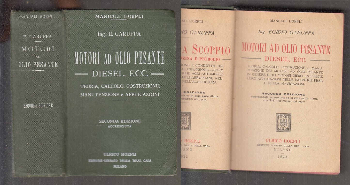 LZ- MOTORI A OLIO PESANTE - GARUFFA - HOEPLI - MANUALI -- 1922 - C - XFS