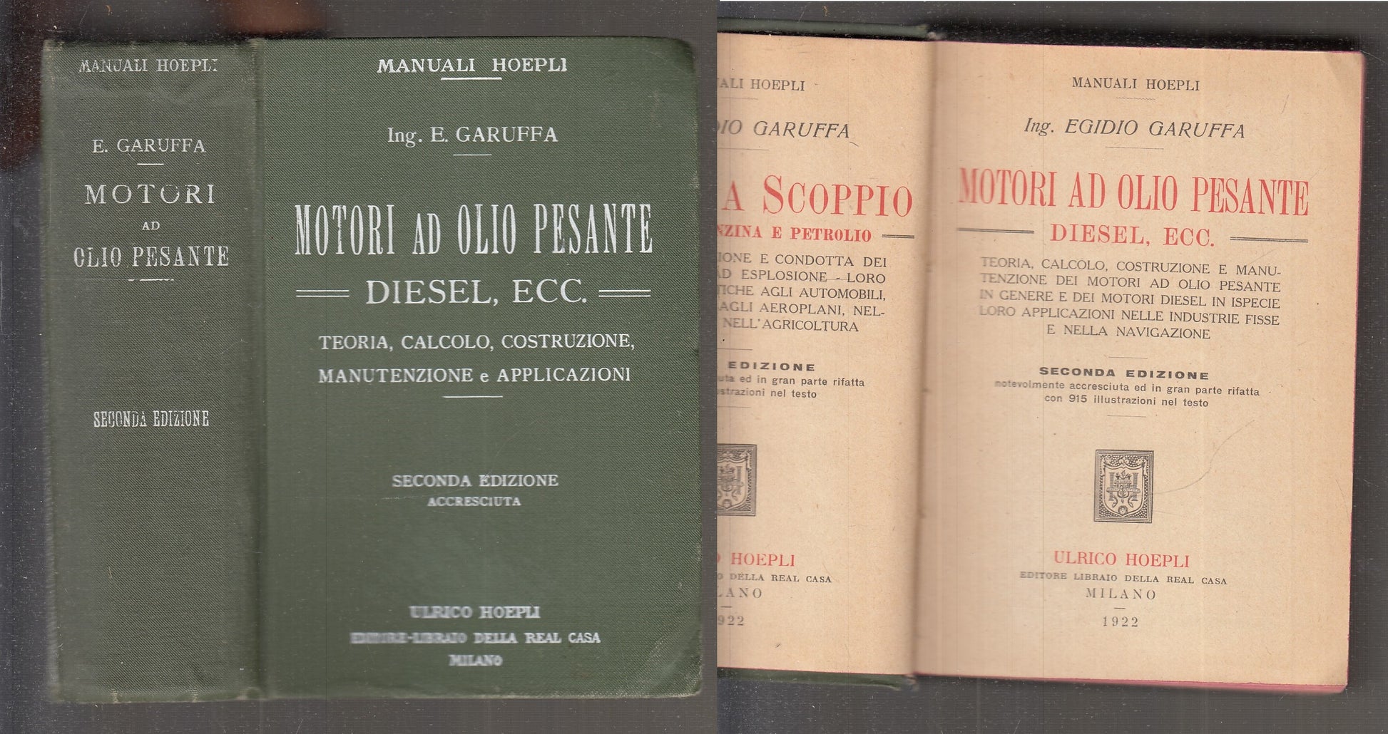 LZ- MOTORI A OLIO PESANTE - GARUFFA - HOEPLI - MANUALI -- 1922 - C - XFS