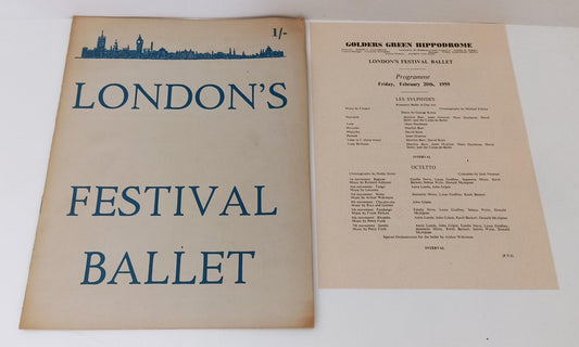 LR- LONDON'S FESTIVAL BALLET programma GOLDERS GREEN HIPPODROME 1959 - RVSa31
