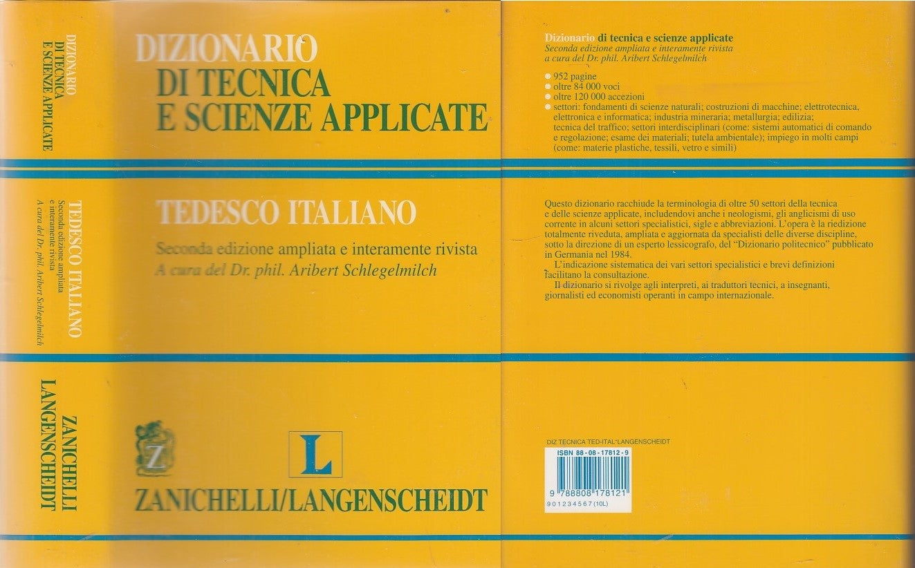 LZ- DIZIONARIO SCIENZE APPLICATE TEDESCO-- ZANICHELLI--- 1998- CS- ZDS625