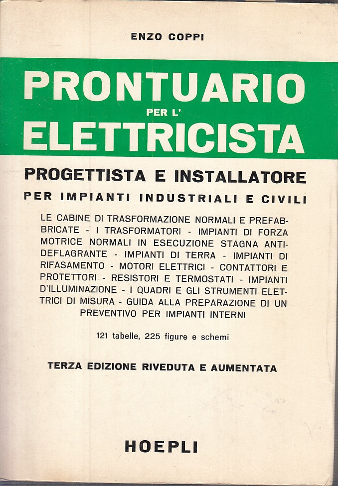 LZ- PRONTUARIO PER L'ELETTRICISTA - COPPI - HOEPLI --- 1981 - B - YFS269