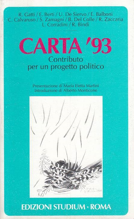 LS- CARTA '93 CONTRIBUTO PER PROGETTO POLITICO -- STUDIUM --- 1994 - B - YTS414