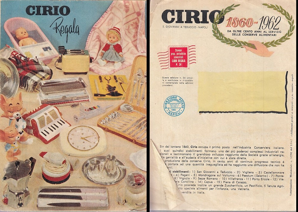 LZ- CATALOGO PREMI CIRIO REGALA 1962 - RACCOLTA ETICHETTE - NMX377