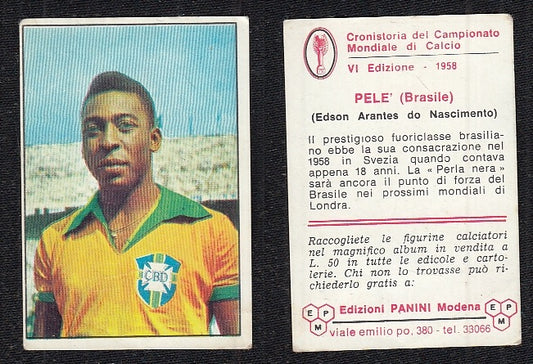 SOCCER CARD - PANINI - ALBUM CALCIATORI - PELE' BRASILE - EF