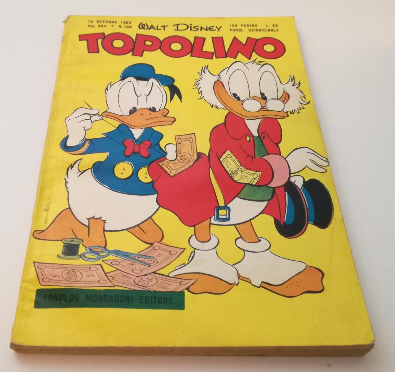 FD- TOPOLINO N.100 LIBRETTO ORIGINALE -- DISNEY MONDADORI - 1954 - B - GBX