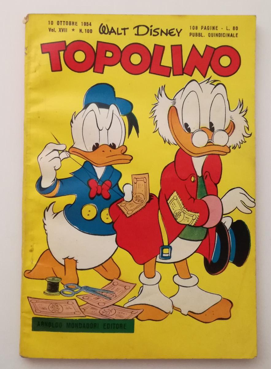 FD- TOPOLINO N.100 LIBRETTO ORIGINALE -- DISNEY MONDADORI - 1954 - B - GBX