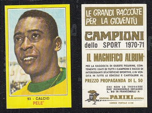 SOCCER CARD - PANINI - CAMPIONI SPORT 1970/71 - PELE' - 93 - MINT RARE